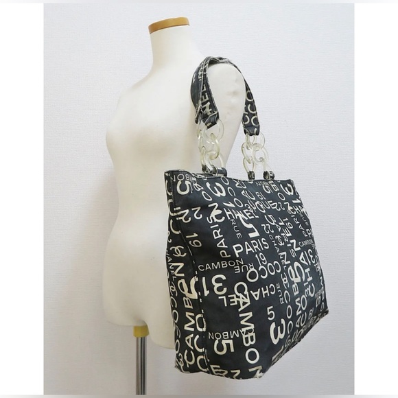 Auth Rare 🦄 CHANEL Black 31 Coco Rue Cambon Canvas Shoulder Tote Bag - Picture 12 of 12